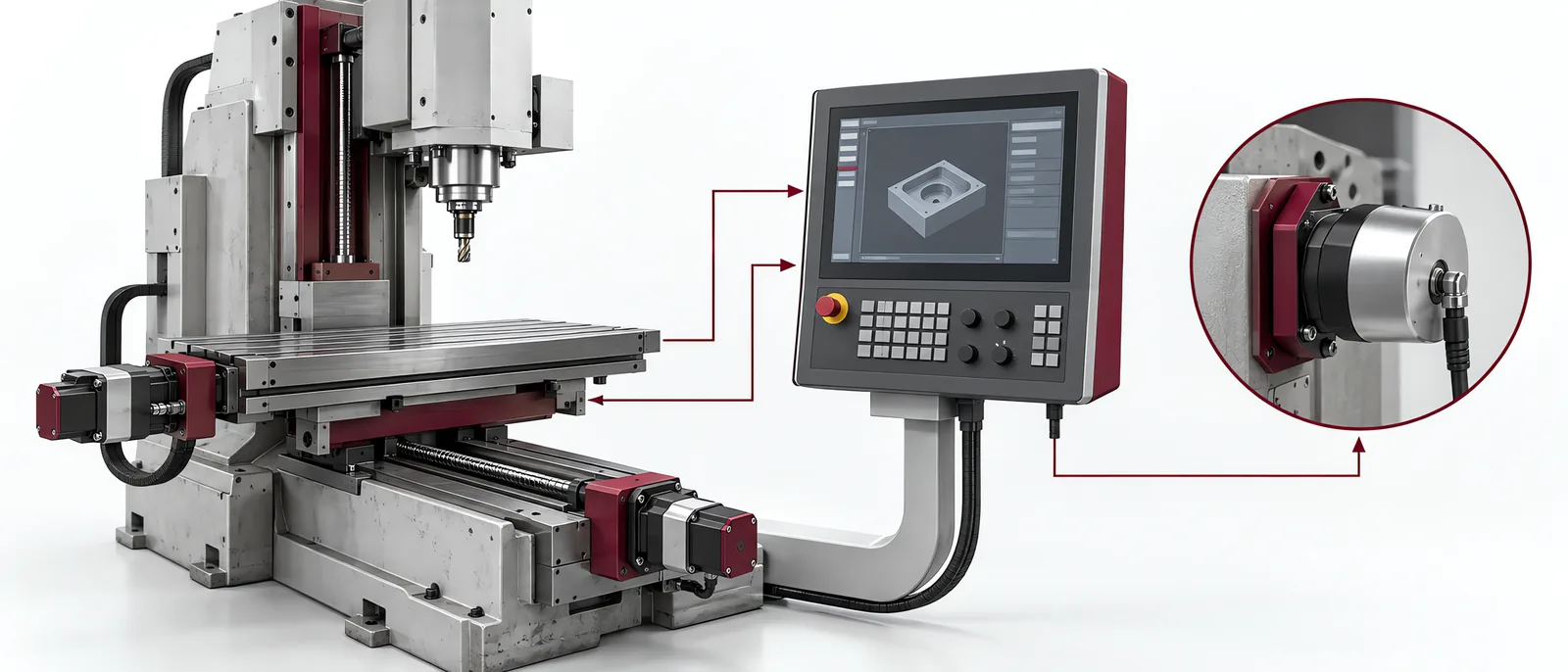 Machine-tool axes, replacement control and motor interface, conceptual illustration