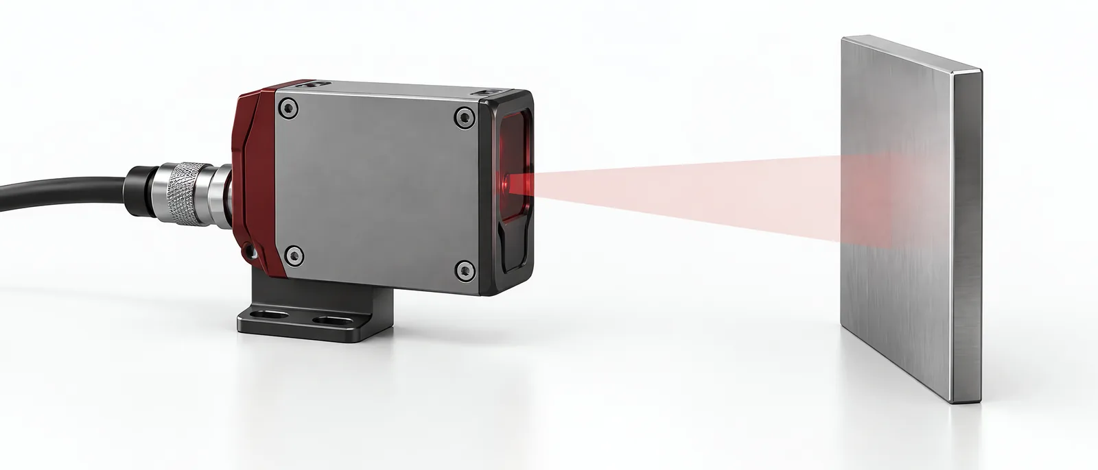Non-contact sensor observing a metal target, conceptual illustration