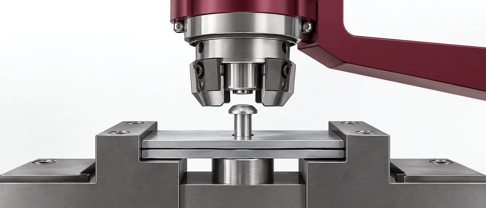 Forming head and supported riveting workpiece, conceptual illustration