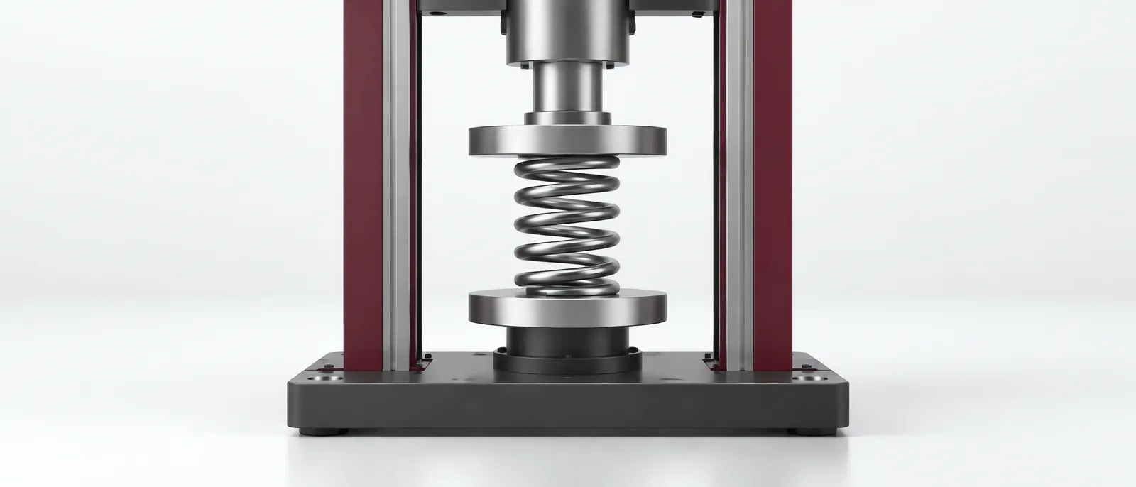 Compression spring between loading platens, conceptual illustration