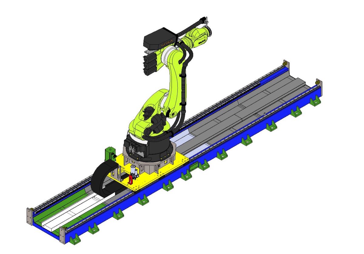 Heavy-duty robot linear track with rack and pinion drive for FANUC palletizing robot extended reach in warehouse automation
